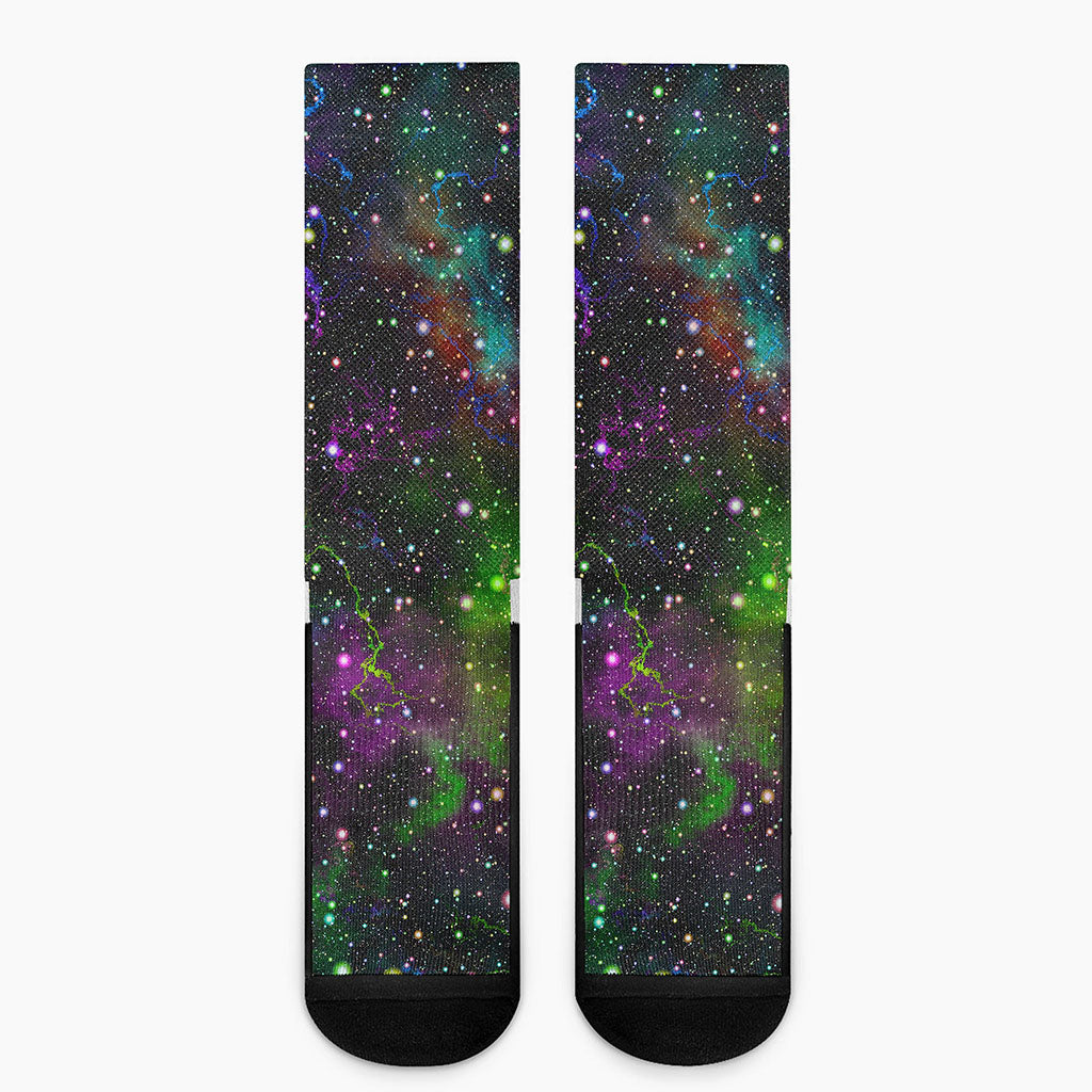 Abstract Dark Galaxy Space Print Crew Socks