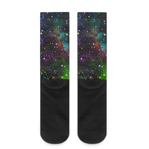 Abstract Dark Galaxy Space Print Crew Socks