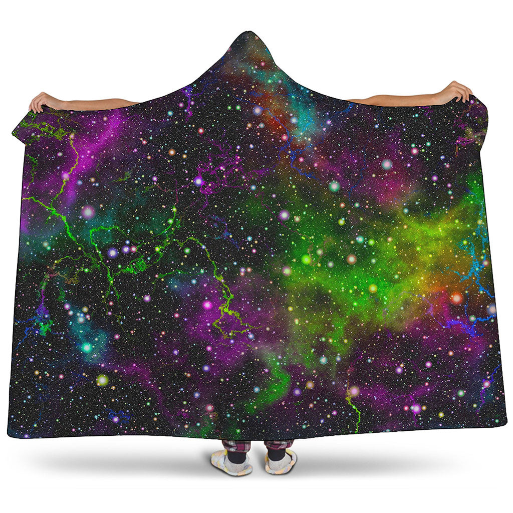 Abstract Dark Galaxy Space Print Hooded Blanket