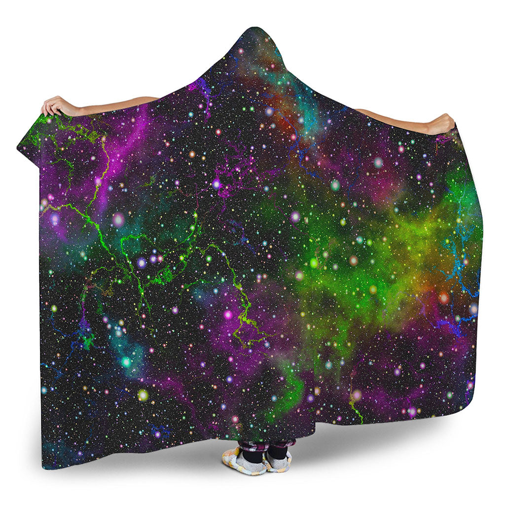 Abstract Dark Galaxy Space Print Hooded Blanket