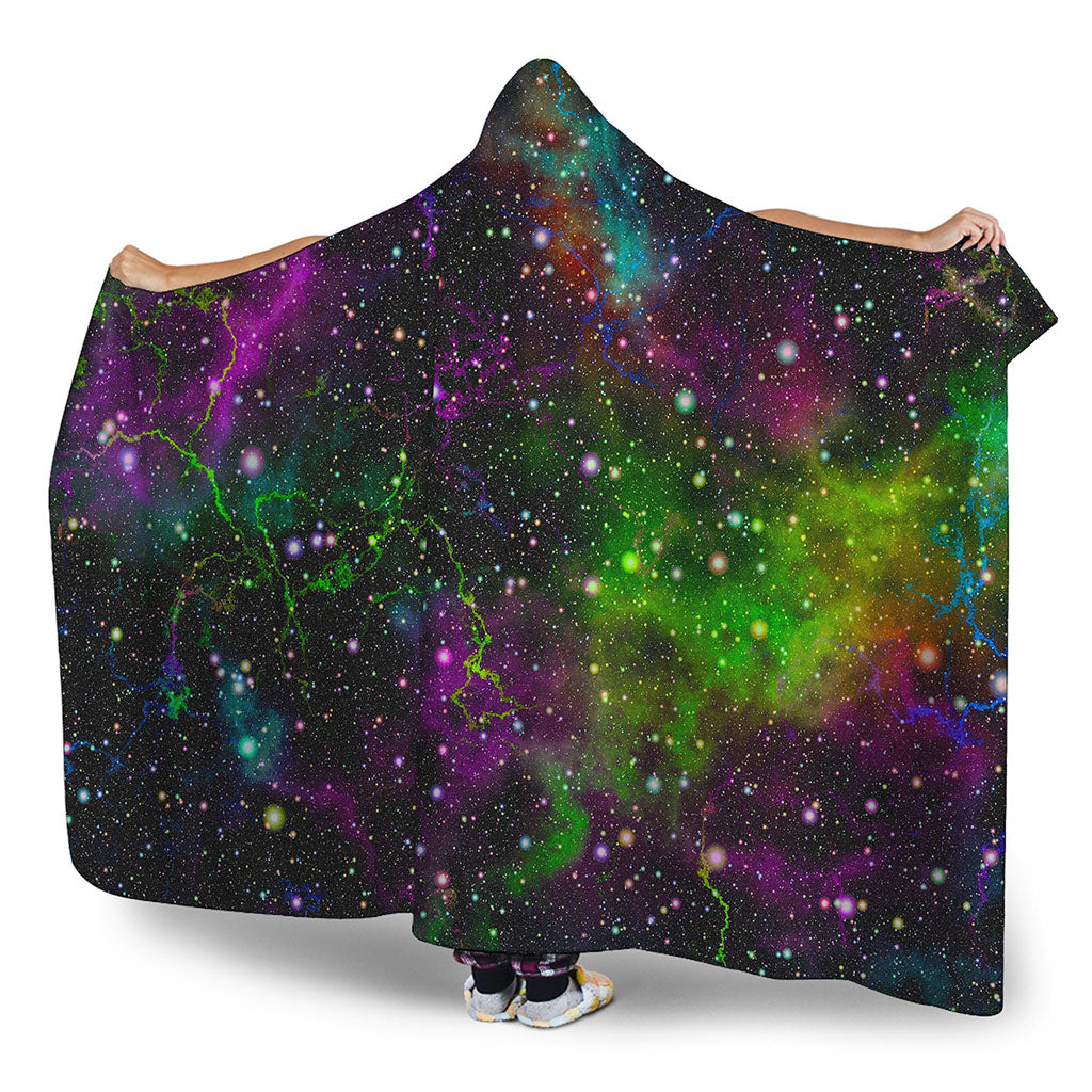 Abstract Dark Galaxy Space Print Hooded Blanket