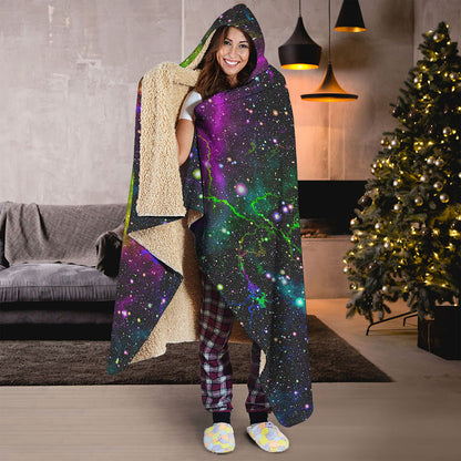 Abstract Dark Galaxy Space Print Hooded Blanket