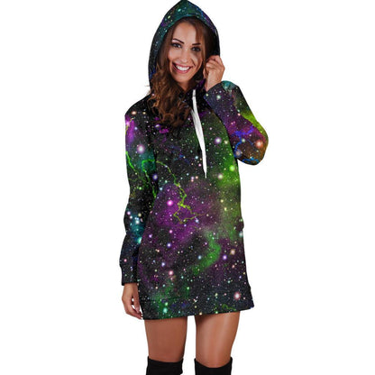 Abstract Dark Galaxy Space Print Hoodie Dress GearFrost