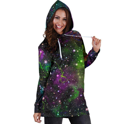 Abstract Dark Galaxy Space Print Hoodie Dress GearFrost