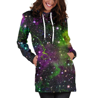 Abstract Dark Galaxy Space Print Hoodie Dress GearFrost
