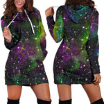 Abstract Dark Galaxy Space Print Hoodie Dress GearFrost