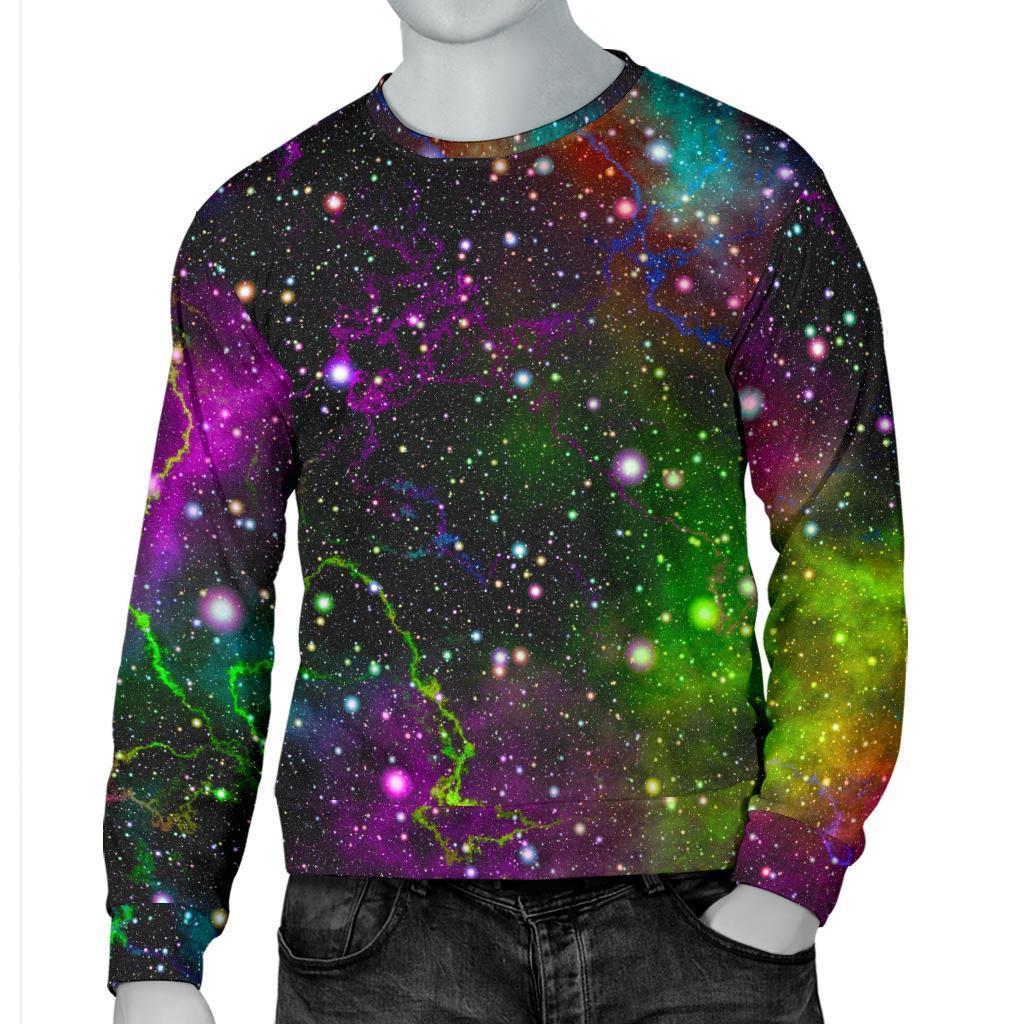 Abstract Dark Galaxy Space Print Men's Crewneck Sweatshirt GearFrost