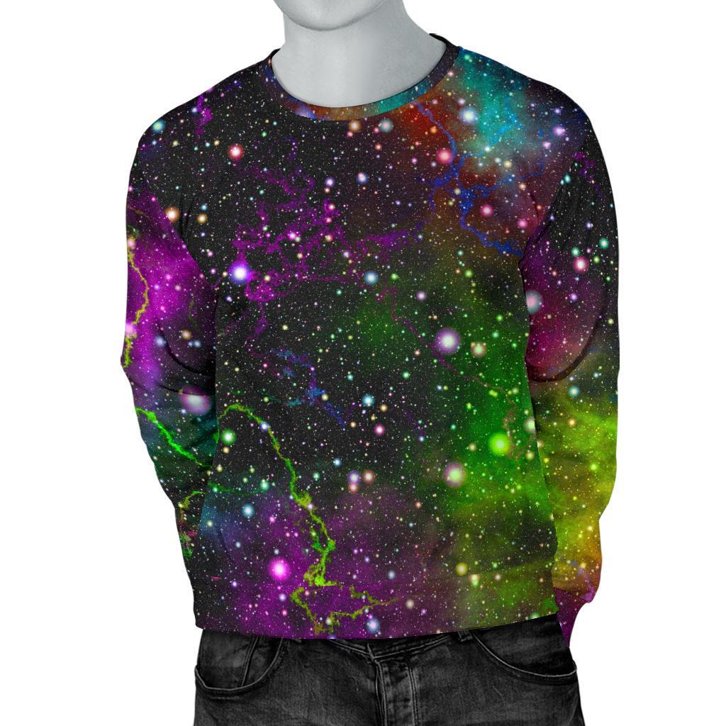 Abstract Dark Galaxy Space Print Men's Crewneck Sweatshirt GearFrost