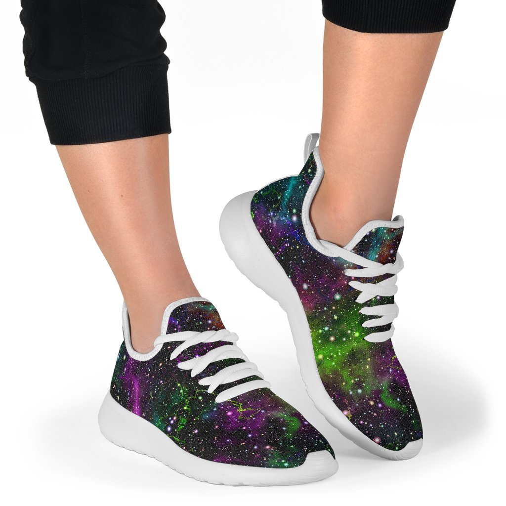 Abstract Dark Galaxy Space Print Mesh Knit Shoes GearFrost