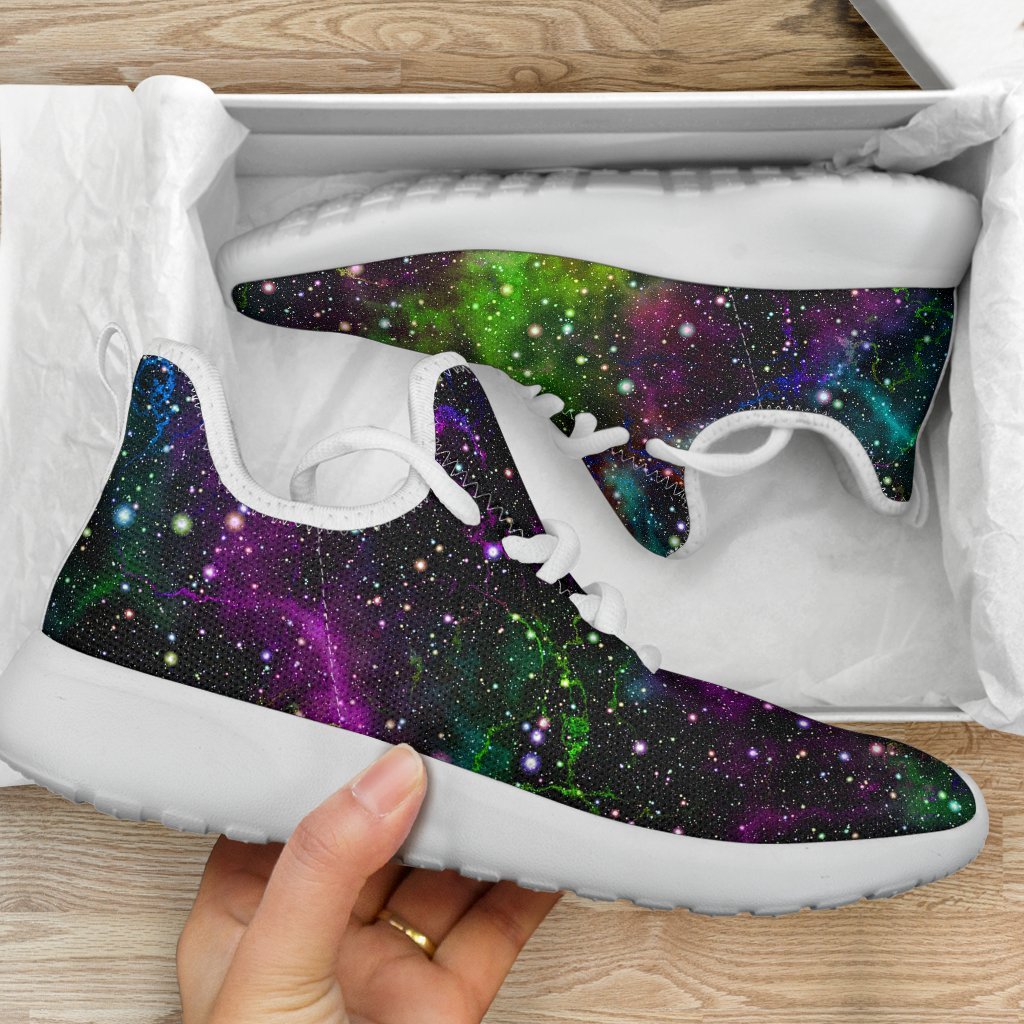 Abstract Dark Galaxy Space Print Mesh Knit Shoes GearFrost