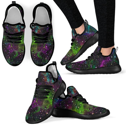 Abstract Dark Galaxy Space Print Mesh Knit Shoes GearFrost