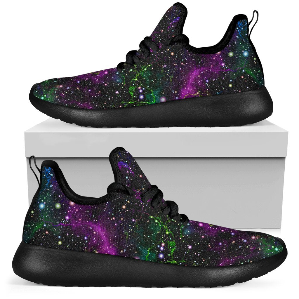 Abstract Dark Galaxy Space Print Mesh Knit Shoes GearFrost