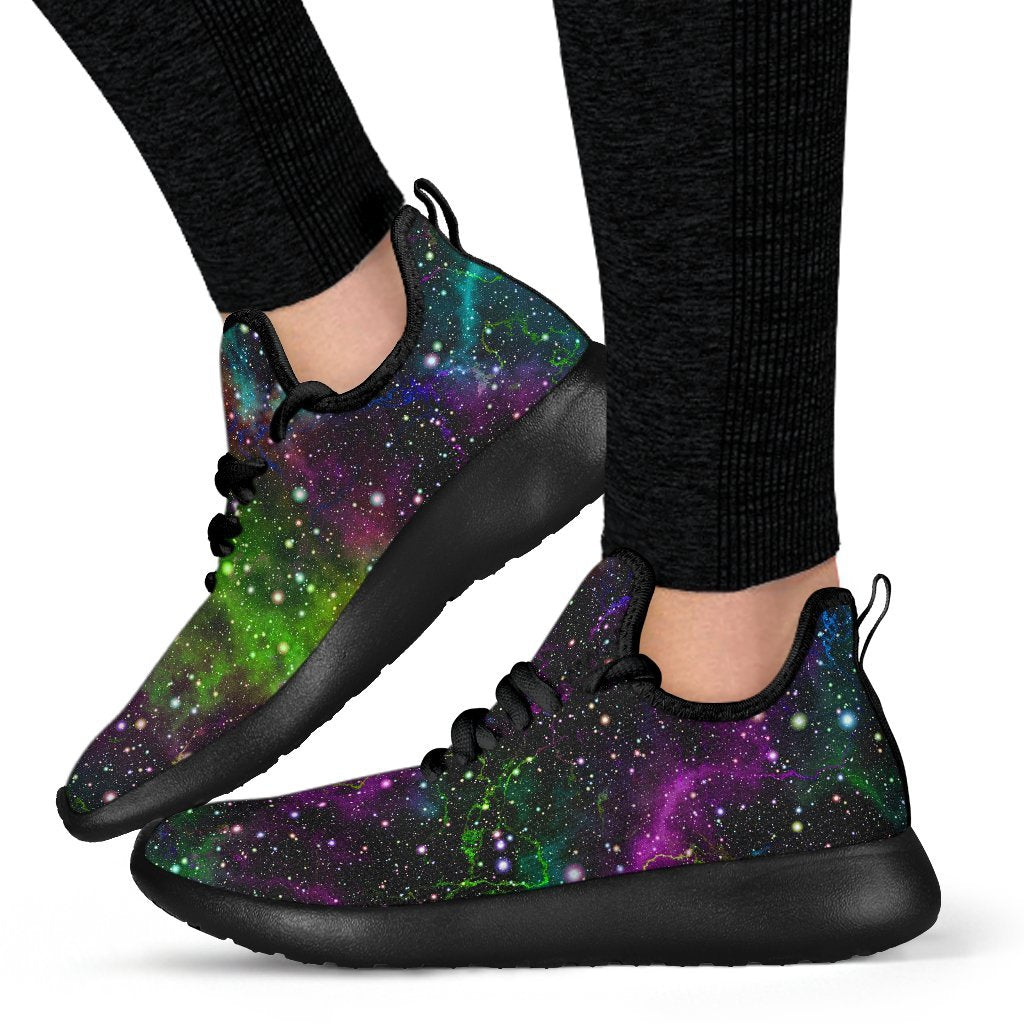 Abstract Dark Galaxy Space Print Mesh Knit Shoes GearFrost