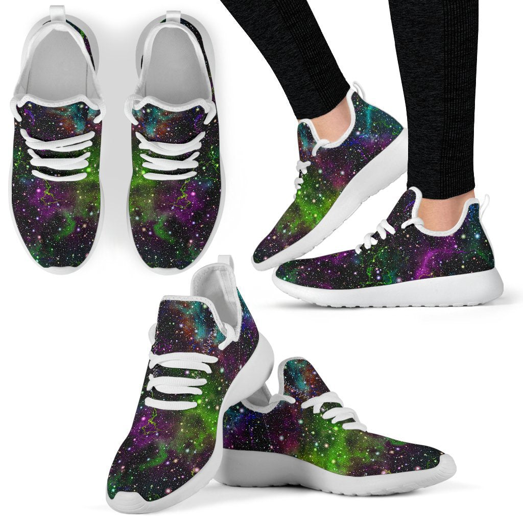 Abstract Dark Galaxy Space Print Mesh Knit Shoes GearFrost