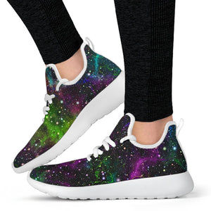 Abstract Dark Galaxy Space Print Mesh Knit Shoes GearFrost