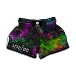 Abstract Dark Galaxy Space Print Muay Thai Boxing Shorts