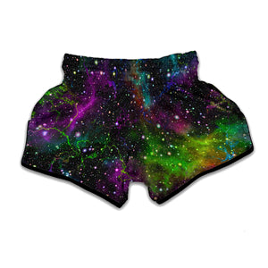 Abstract Dark Galaxy Space Print Muay Thai Boxing Shorts