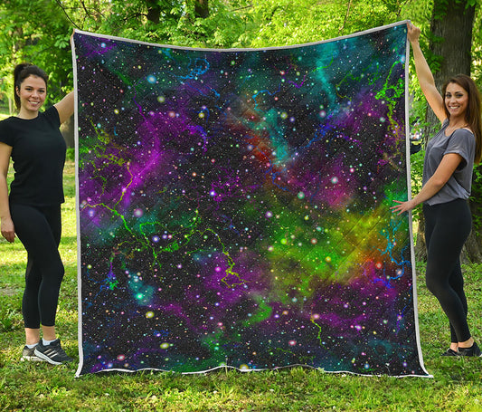 Abstract Dark Galaxy Space Print Quilt