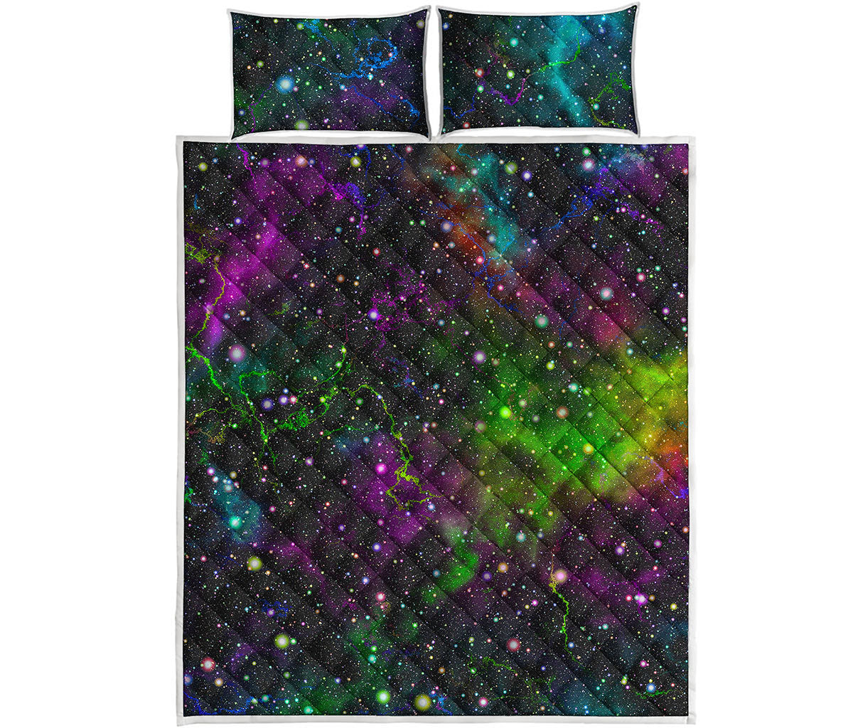 Abstract Dark Galaxy Space Print Quilt Bed Set