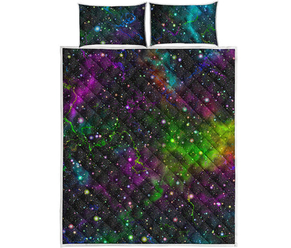 Abstract Dark Galaxy Space Print Quilt Bed Set