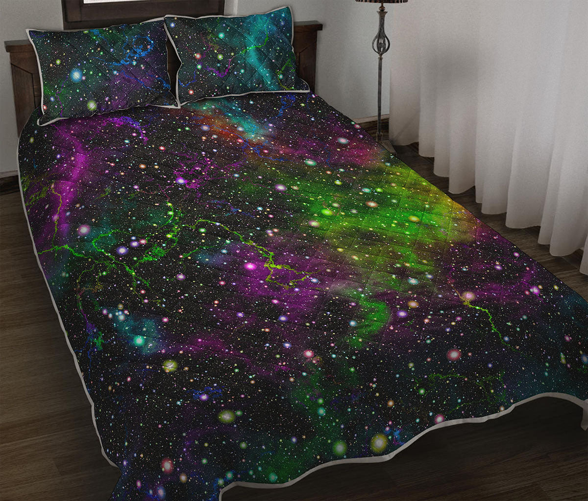 Abstract Dark Galaxy Space Print Quilt Bed Set