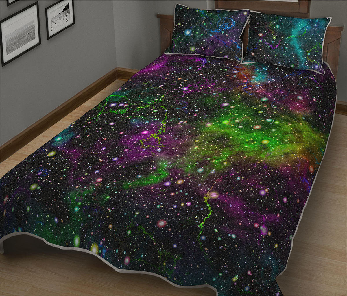 Abstract Dark Galaxy Space Print Quilt Bed Set