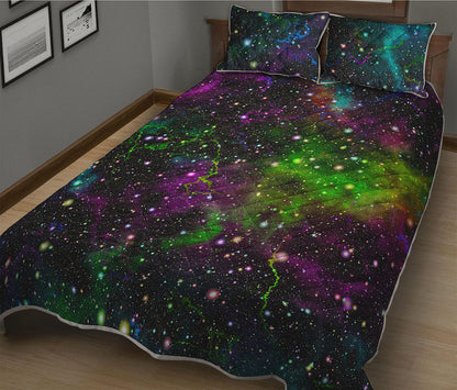 Abstract Dark Galaxy Space Print Quilt Bed Set