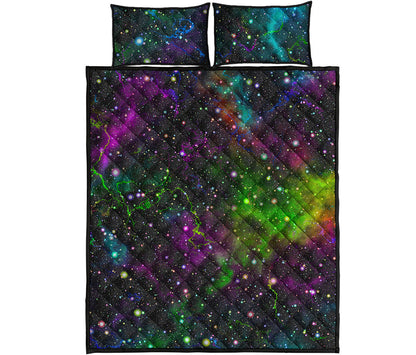 Abstract Dark Galaxy Space Print Quilt Bed Set