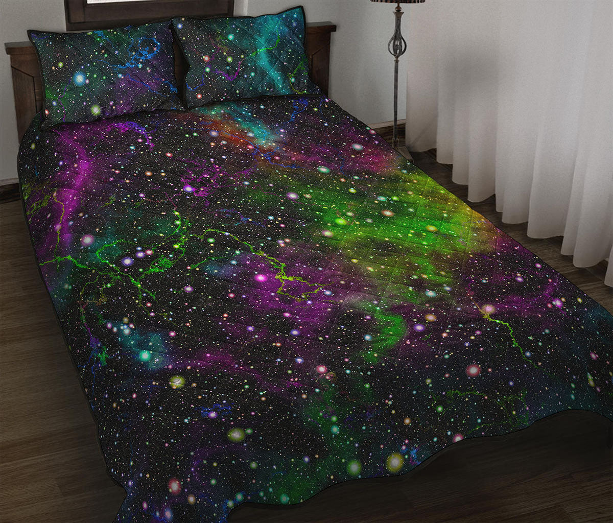 Abstract Dark Galaxy Space Print Quilt Bed Set