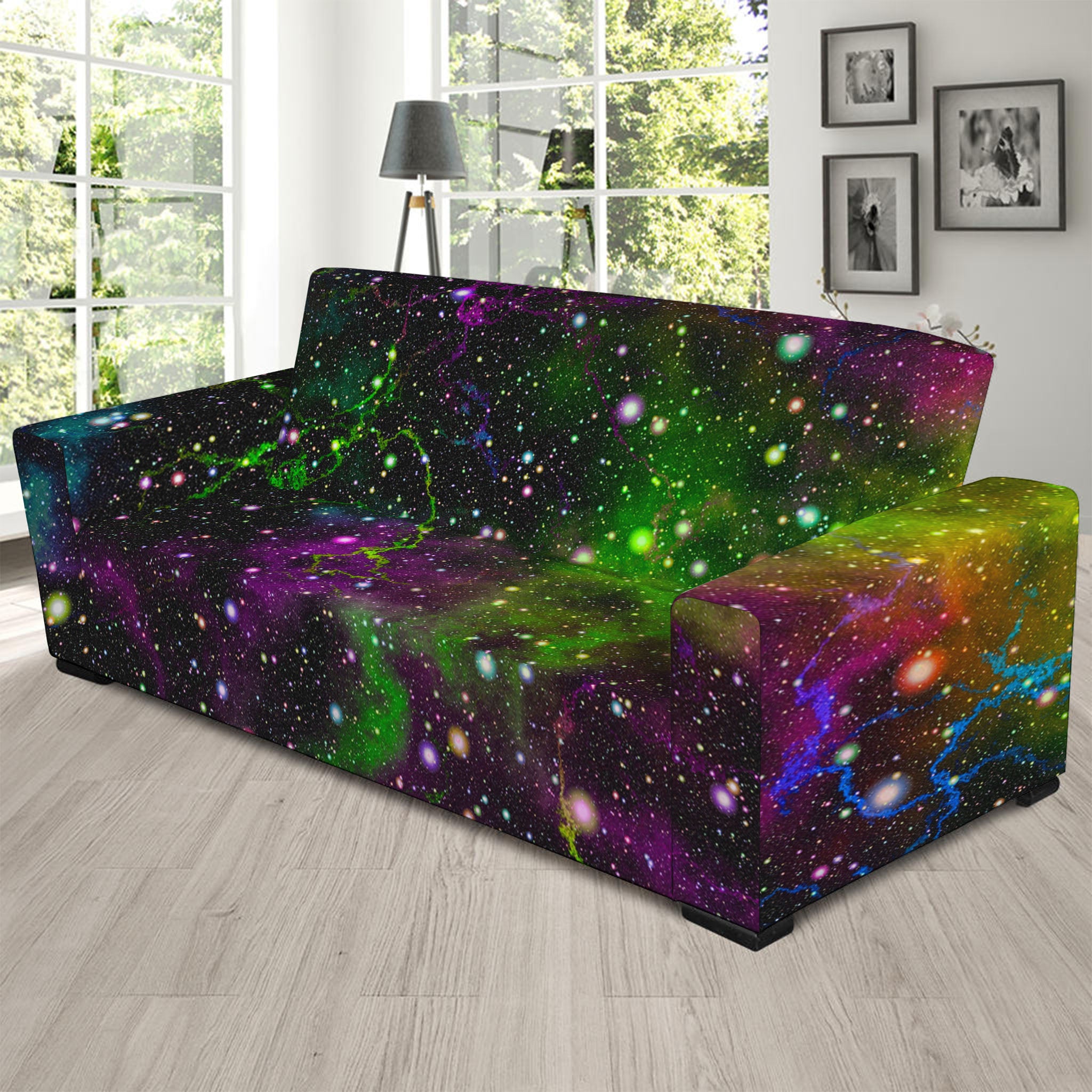 Abstract Dark Galaxy Space Print Sofa Slipcover