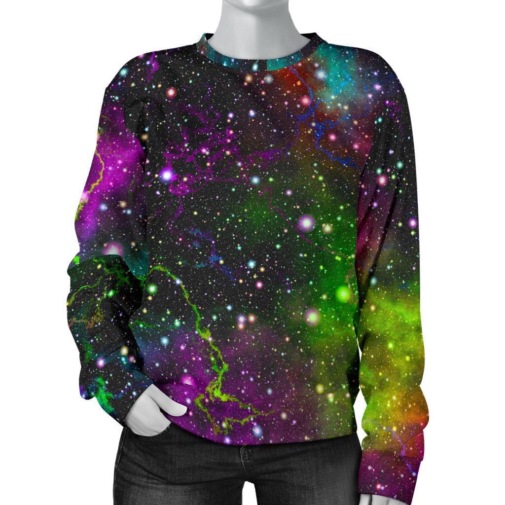 Abstract Dark Galaxy Space Print Women's Crewneck Sweatshirt GearFrost