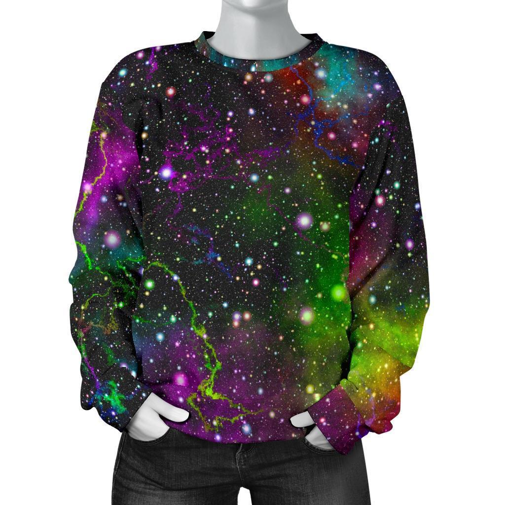 Abstract Dark Galaxy Space Print Women's Crewneck Sweatshirt GearFrost