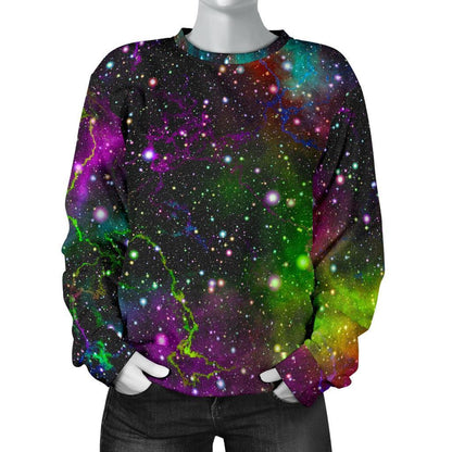 Abstract Dark Galaxy Space Print Women's Crewneck Sweatshirt GearFrost