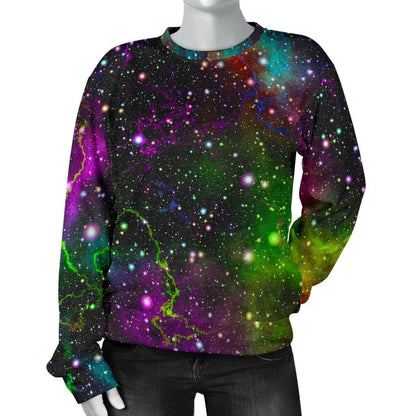 Abstract Dark Galaxy Space Print Women's Crewneck Sweatshirt GearFrost