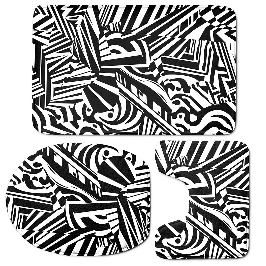 Abstract Dazzle Pattern Print 3 Piece Bath Mat Set