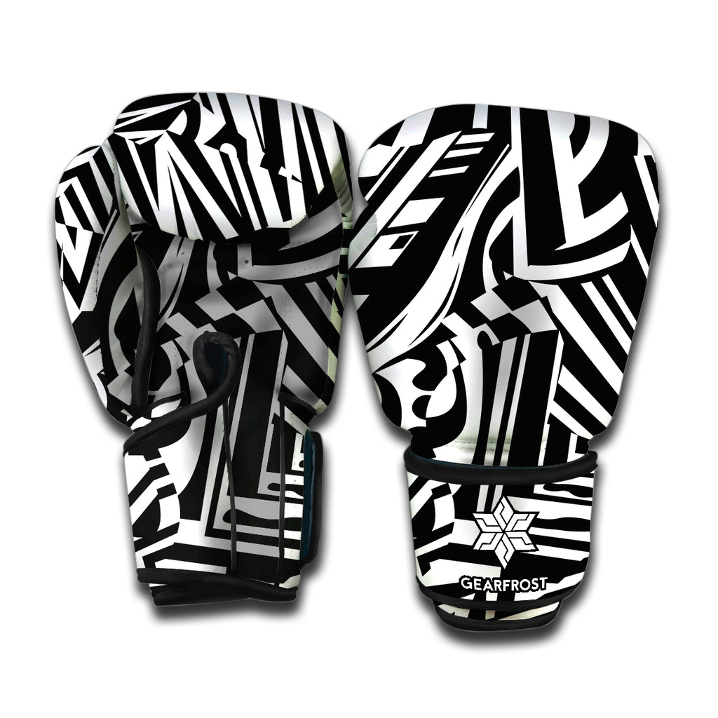 Abstract Dazzle Pattern Print Boxing Gloves