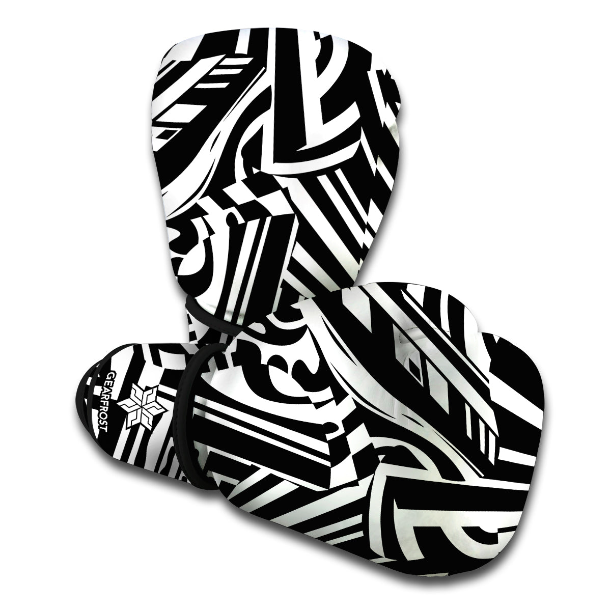 Abstract Dazzle Pattern Print Boxing Gloves