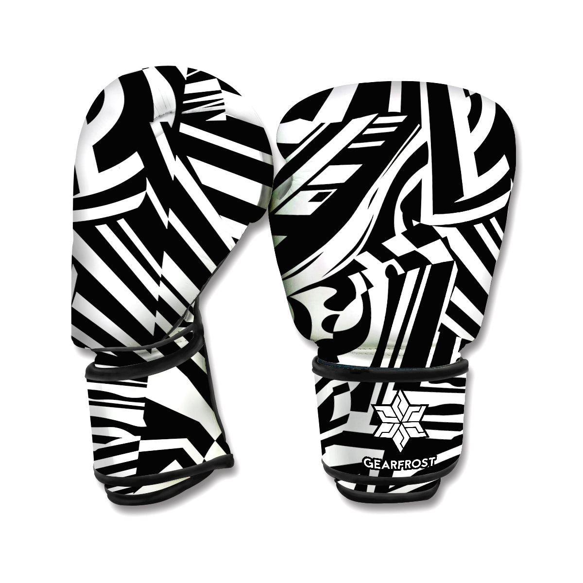 Abstract Dazzle Pattern Print Boxing Gloves