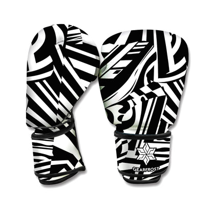 Abstract Dazzle Pattern Print Boxing Gloves