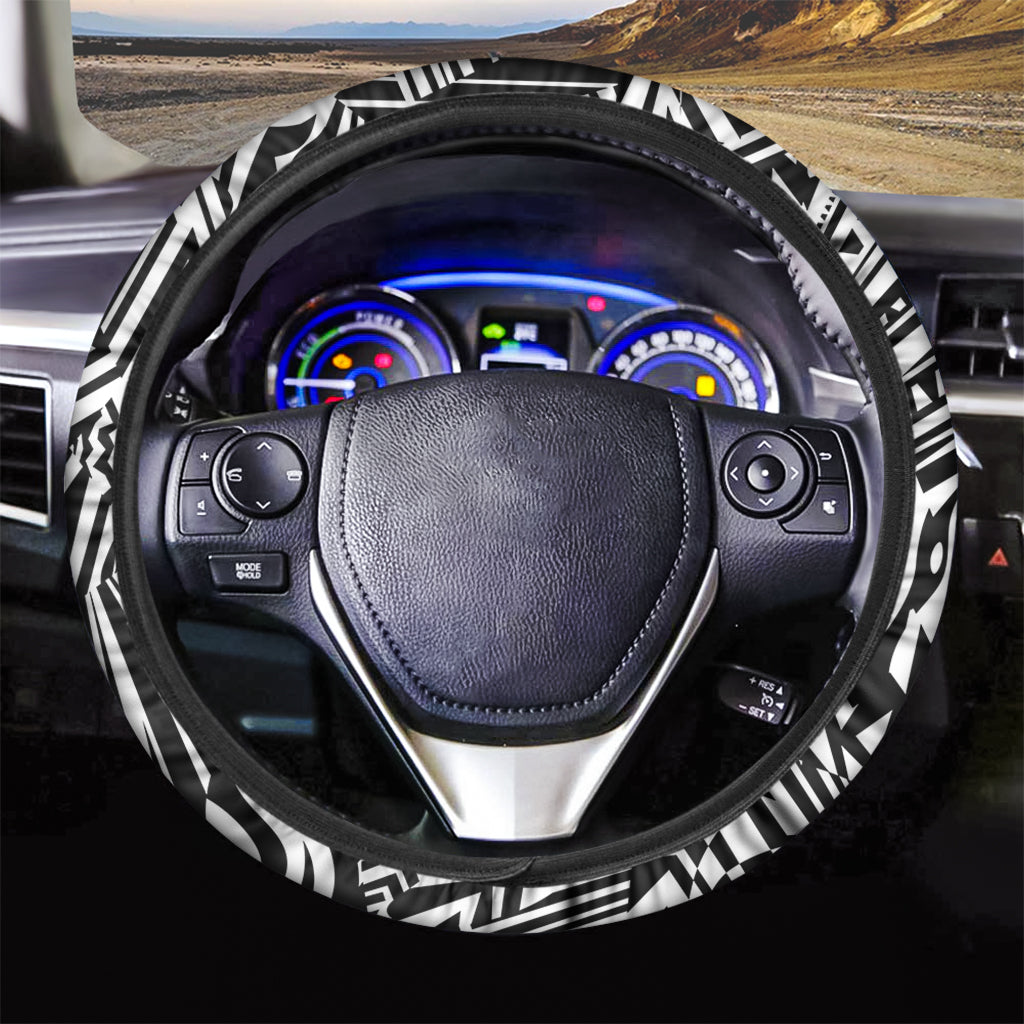 Abstract Dazzle Pattern Print Car Steering Wheel Cover