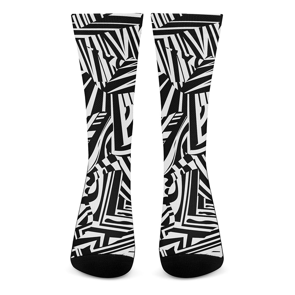 Abstract Dazzle Pattern Print Crew Socks