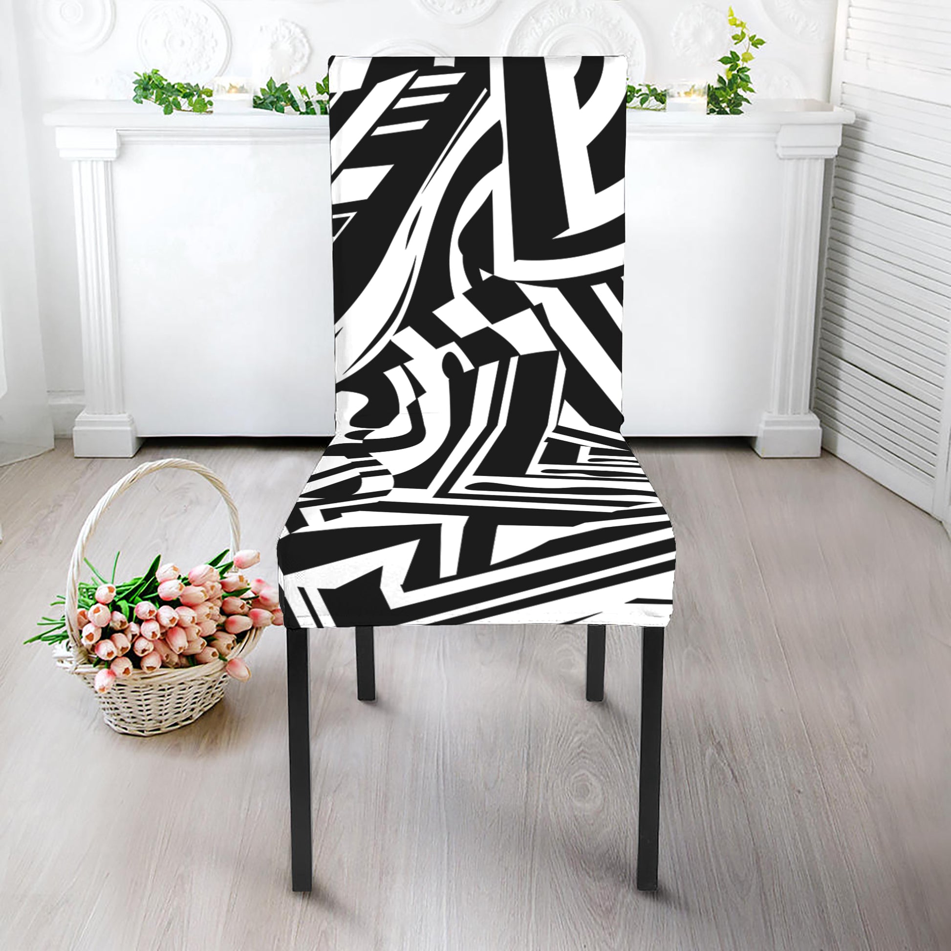 Abstract Dazzle Pattern Print Dining Chair Slipcover