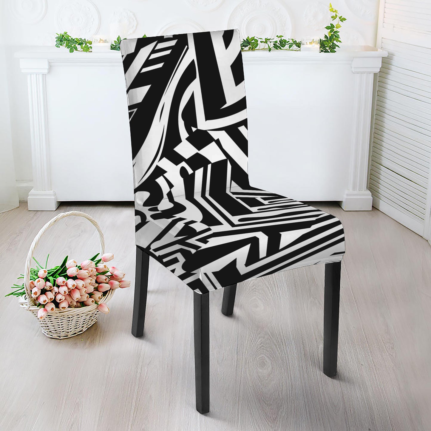 Abstract Dazzle Pattern Print Dining Chair Slipcover