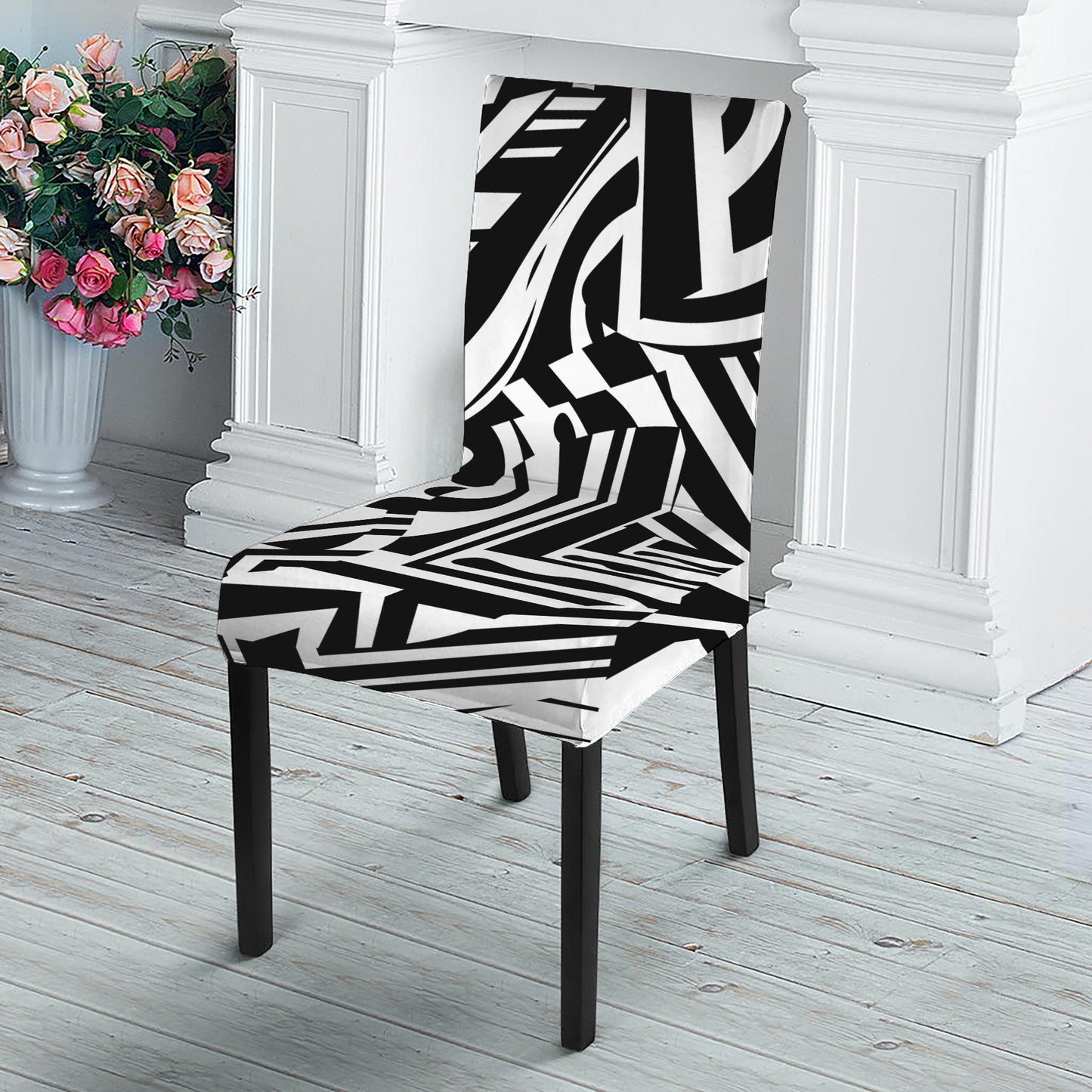 Abstract Dazzle Pattern Print Dining Chair Slipcover