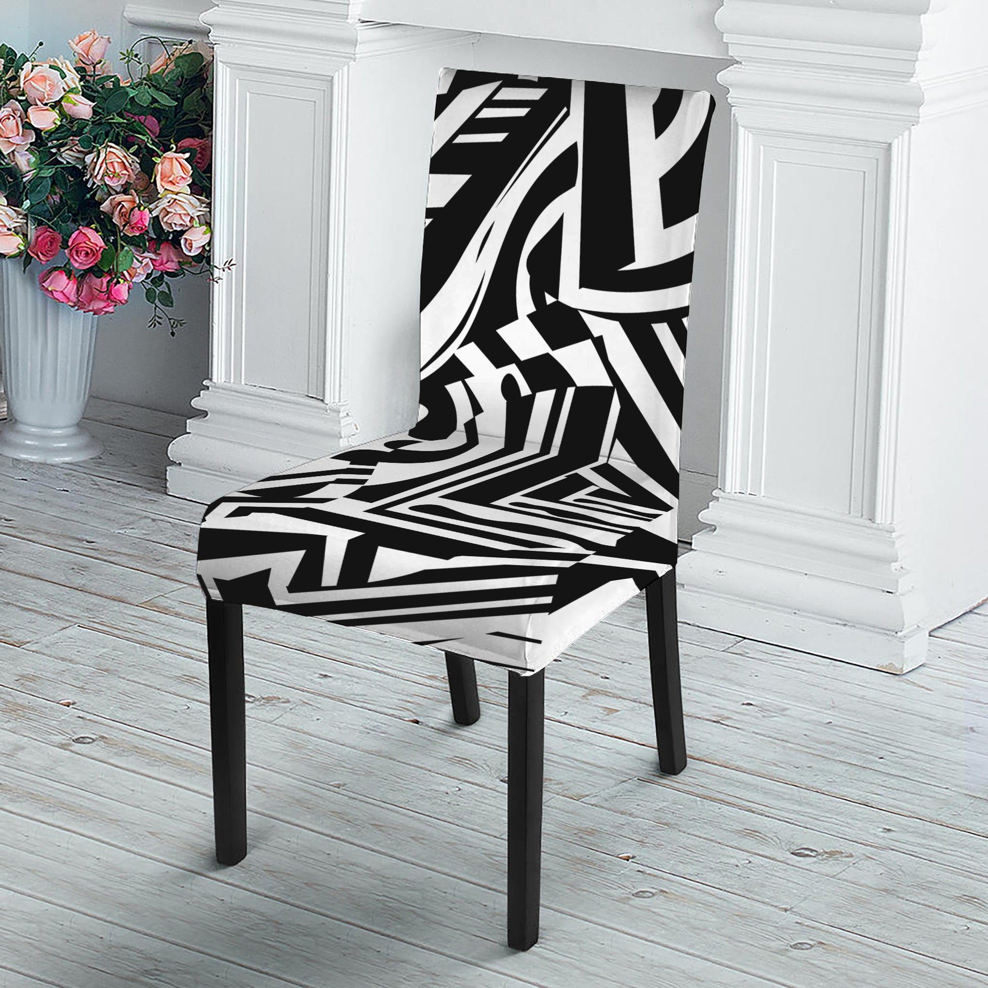 Abstract Dazzle Pattern Print Dining Chair Slipcover