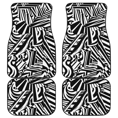 Abstract Dazzle Pattern Print Front and Back Car Floor Mats