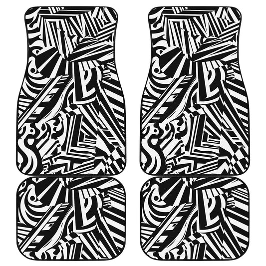 Abstract Dazzle Pattern Print Front and Back Car Floor Mats