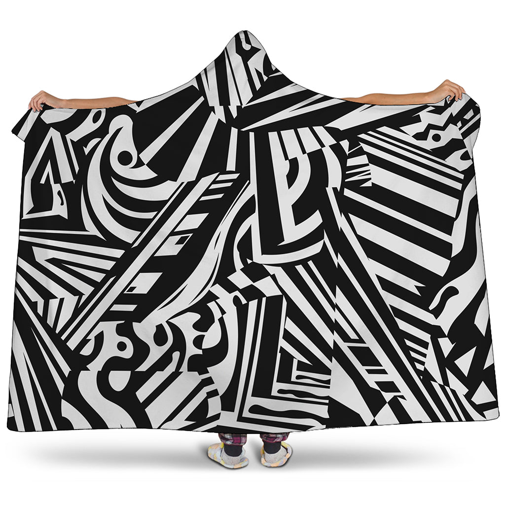Abstract Dazzle Pattern Print Hooded Blanket