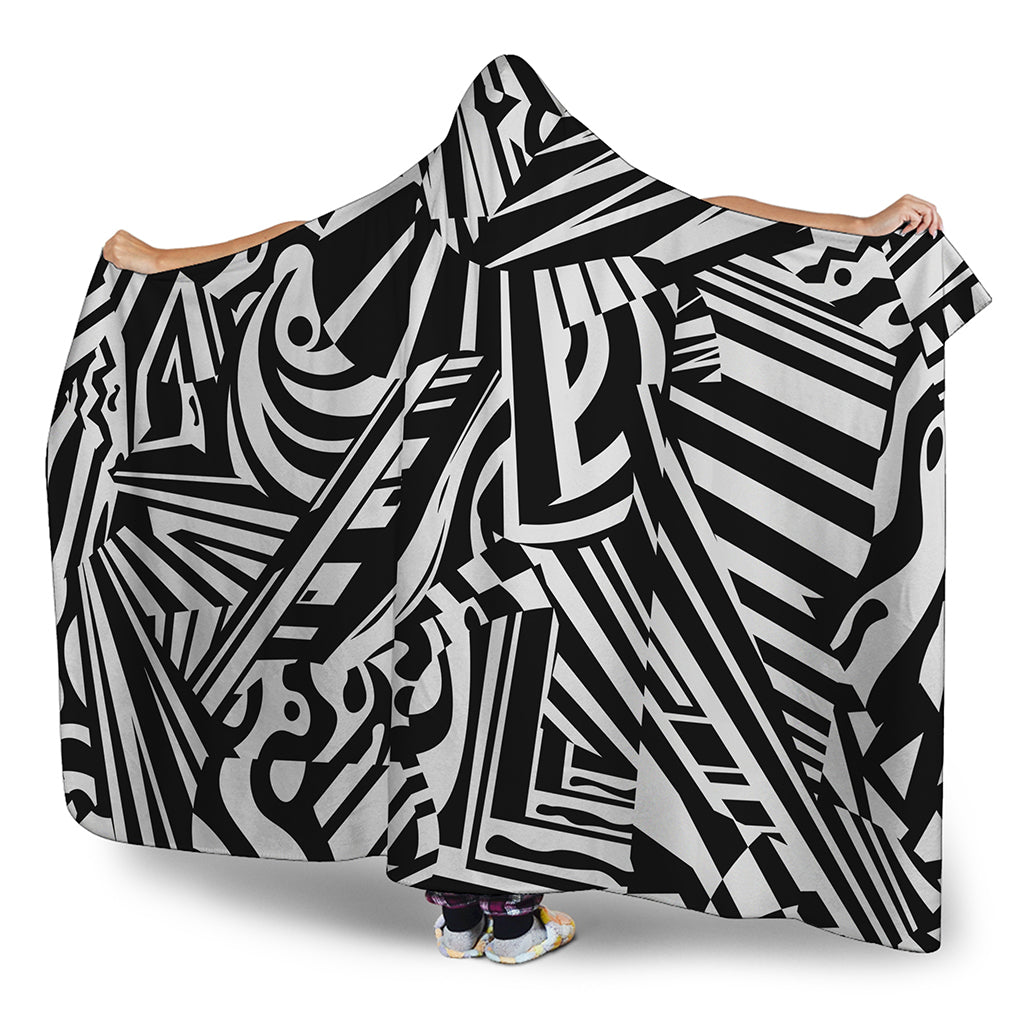 Abstract Dazzle Pattern Print Hooded Blanket