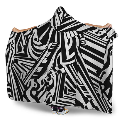 Abstract Dazzle Pattern Print Hooded Blanket